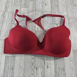 NWT Victoria Secret Size 38D Bra Red Tshirt Light Lined Wireless Mesh Back Strap